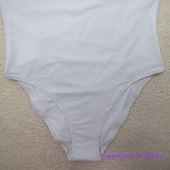 NEW Allsisters isometric one piece plunge open back swimsuit white, size L - Picture 6 of 14